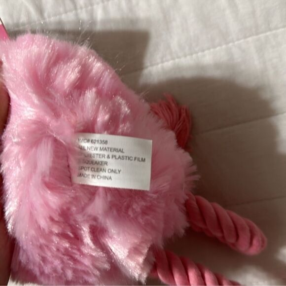 PETSHOPPE Pink Flamingo Plush Rope Squeaky Sound Dog Toy - Picture 6 of 7